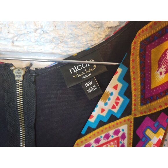 Nicole Miller Womens Dress 18W Plus Sheath Flutter Sleeve Black GEO5E - Picture 9 of 11